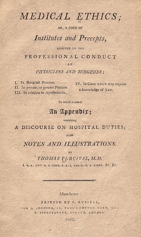 Publicación del Percivalś medical ethics
