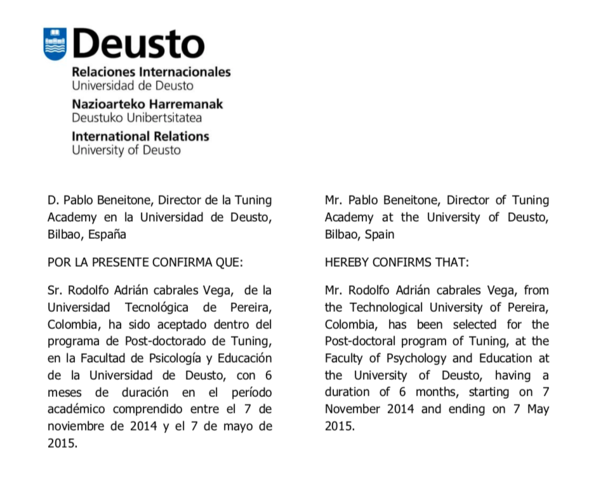 Estancia Post-doctoral Universidad de Deusto