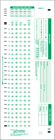 Michael Sokolski's Scantron sheets