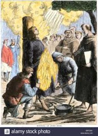 Jan Huss was burned at the stake for being a heretic