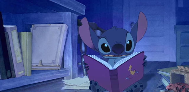 stitch reads the ugly duckling