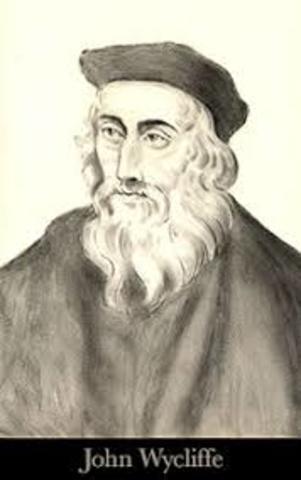 John wycliffe argued the bible was the was the highest religious authority -not pope