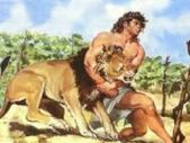 El Espiritu Santo dandole fuerzas a Sanson