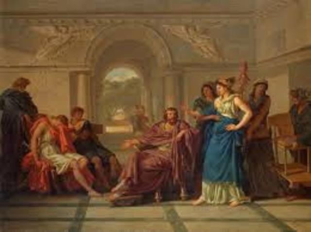 Paris goes to visit the king menelaus of Sparta, Helen, the most beautiful woman's husband at the time.