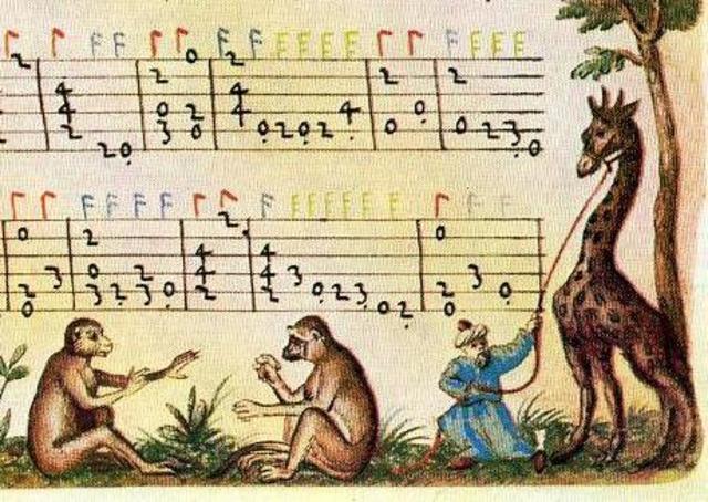 Aparecen las primeras siete notas en la notación musical