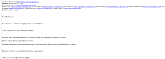 Información requerida de pallets