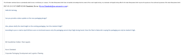 Recordatorio de SAS Alemania a Valeo