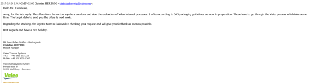 Respuesta de Valeo a SAS