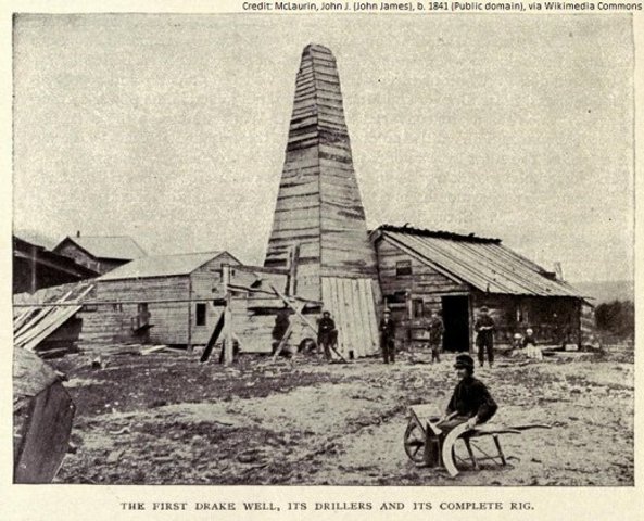 First oil well is drilled, Pennsylvania
