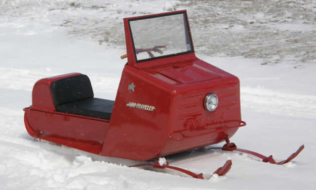 Polaris builds its first production snowmobile, the 1957 Polaris Sno-Traveler.