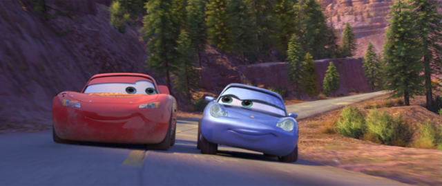 Lighting McQueen goes for a drive with sally