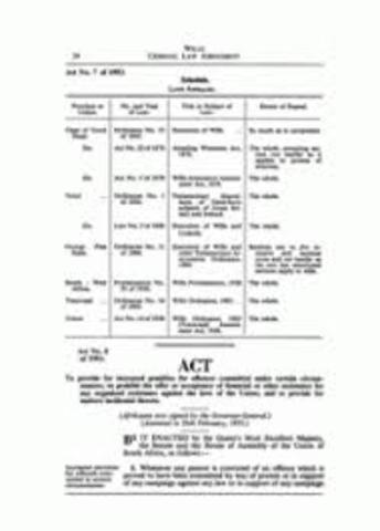 Criminal Law Amendment Act No. 8: