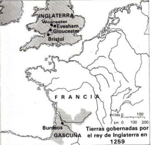 Tierras controladas por Inglaterra para 1259