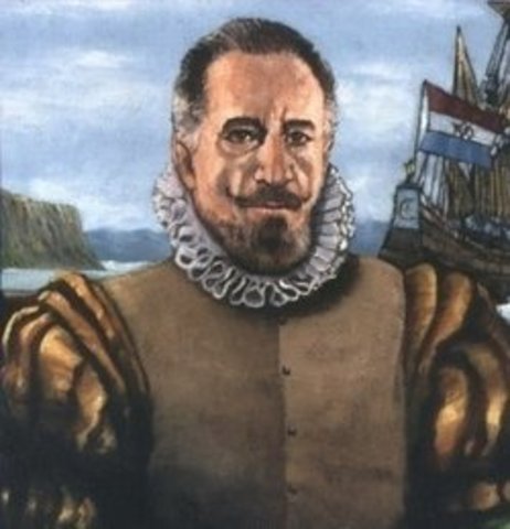 Henry Hudson sails up the Hudson river