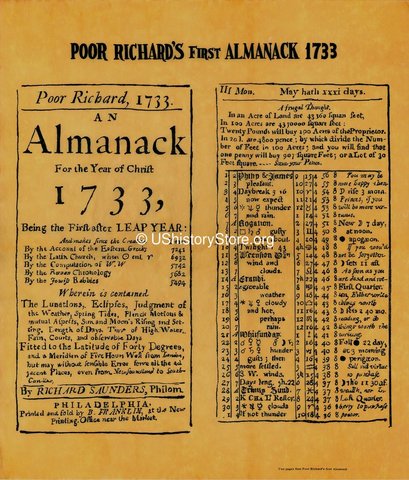 Benjamin Franklin begins Poor Richards Almanack