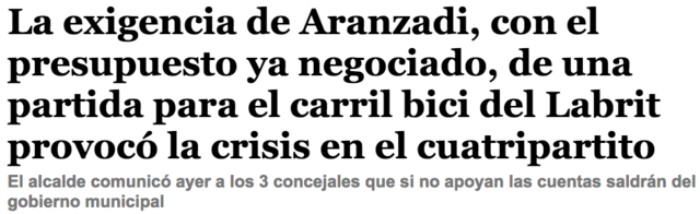 Crisis presupuestos y Carril Bici de Labrit