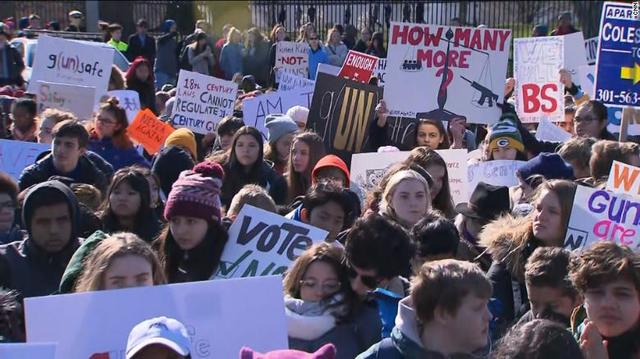 Thousands of students across the nation walk out of classrooms on March 14 demanding changes in gun laws.