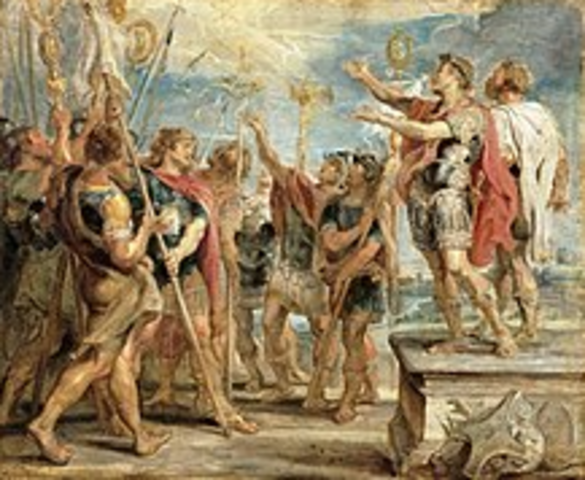Constantine accepts christianity
