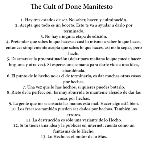 Culto del manifesto del hacer