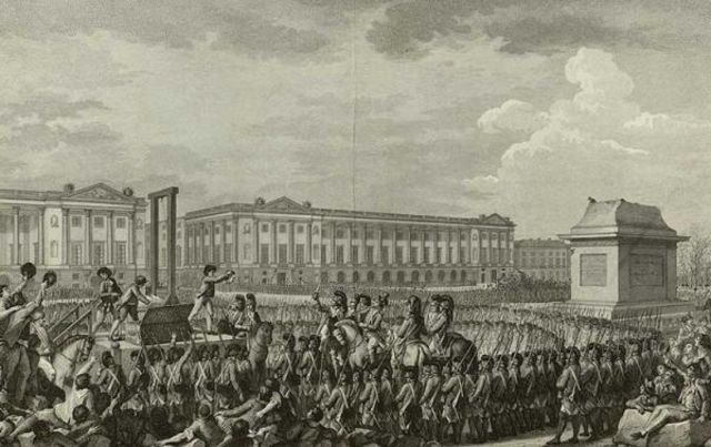 Ejecución en la guillotina de Luis XVI.