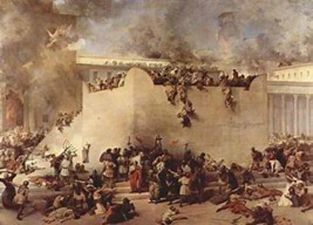 Romans force jews out of Jerusalem.