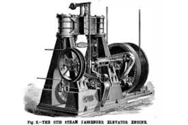 Elisha Otis patented an controlled steam engine for elevator use in 1861.