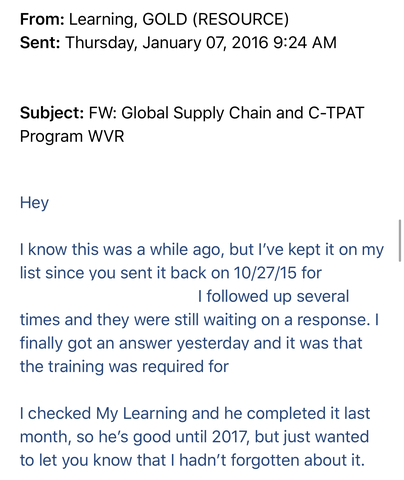 TAS requests justification from COD