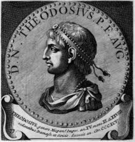 He dies theodosius and distributes the empire