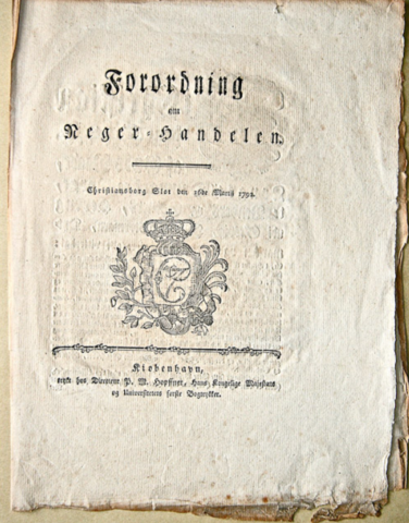 "Forordning om negerhandlen" blev vedtaget