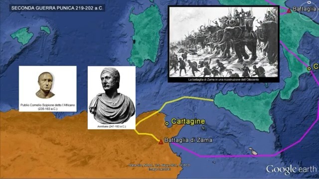 Annibale è costretto ad abbandonare l'Italia e a rientrare in Africa ma il 18 ottobre del 202 fu sconfitto a Zama dalle truppe di Scipione