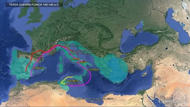 Nel 149 a.c. i romani accusano Cartagine di aver infranto gli accordi di pace e la assediano .I cartaginesi si arresero dopo mesi di  resistenza. La città fu distrutta e i suoi abitanti  deportati. Roma era ora la nuova regina del mediterraneo