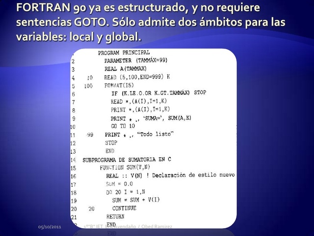 Programa de lenguaje Fortran