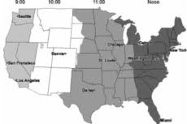 Railroads set up standard time zones