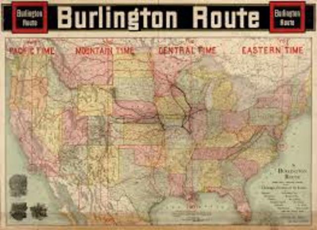 Railroads set up standard time zones