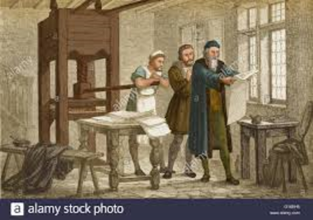 gutenbourg prints bible using movable type