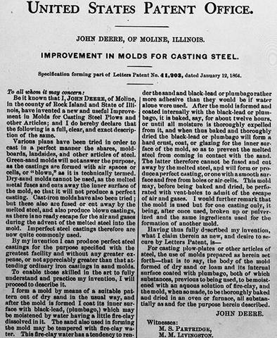 John Deere's first Patent