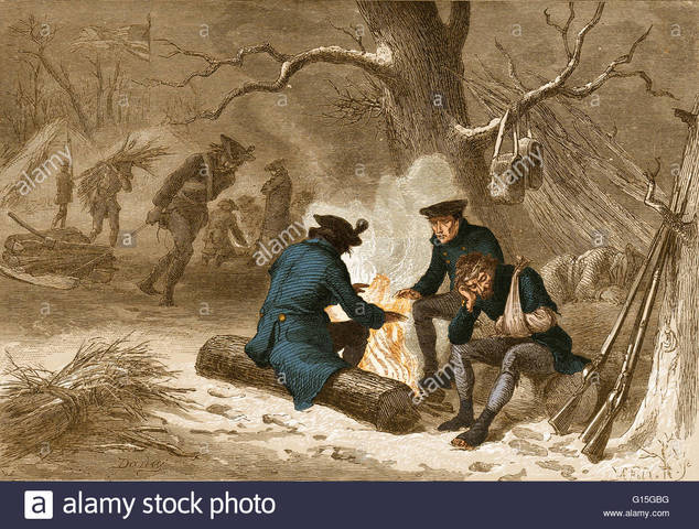 Continental army camps at valley forge for the winter