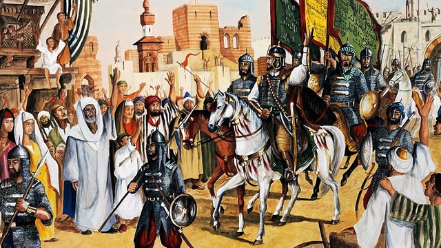 Arab warriors bloody conquests of Palestine and Persia