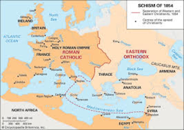 The separation of the Eastern Orthodox and Roman Catholic churches.