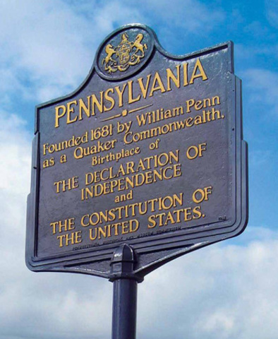 Pennsylvania founded by William Penn as a haven for English Quakers