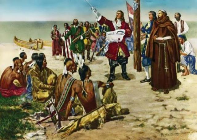 La Salle claimed the Mississippi River Valley for France