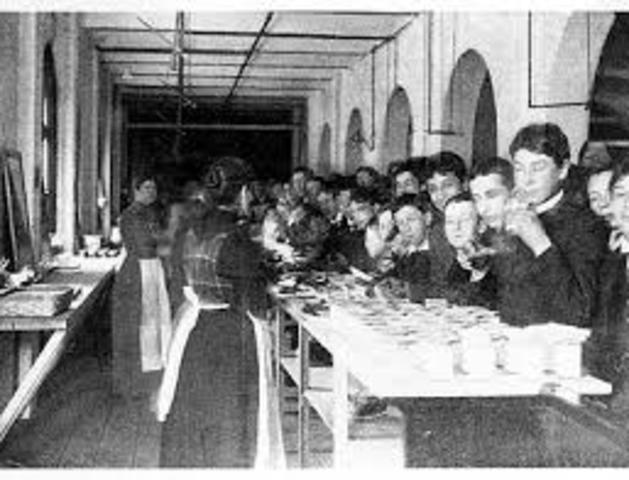 American Public-School Lunch. Ellen Richards and Edward Atkinson started them in Boston high schools. They did it as a private enterprise.