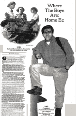 New York Times Article "Where the Boys Are: Home Ec" was printed, promoting home economics for men.