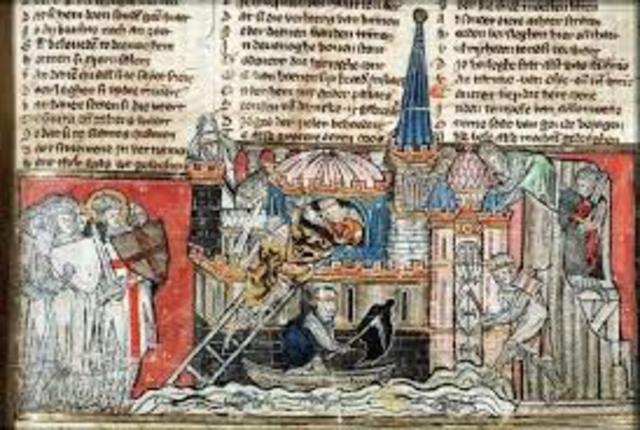 Christian soldiers capture Jerusalem during the First Crusade. The city had been held by Islamic rulers since 655.