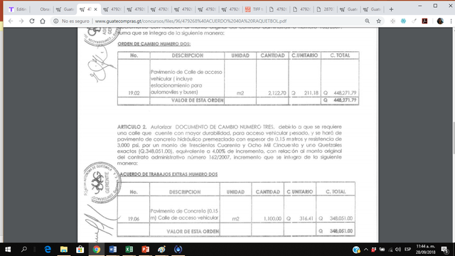 Ampliación del contrato