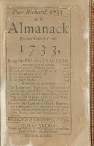 Benjamin Franklin published Poor Richard's Almanack