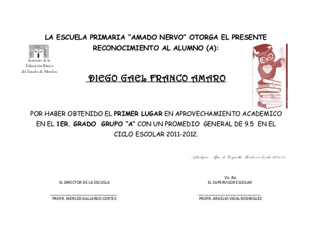 Me dieron un reconocimiento por buen promedio