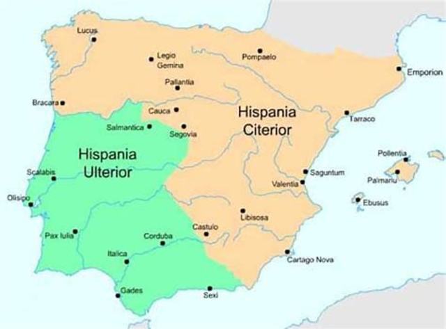 204 a. C División provincial de Hispania : Citerior y Ulterior