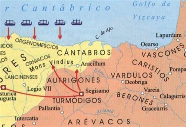 19 a.C Final de las guerras cántabras  con las que finaliza la conquista romana de hispania.