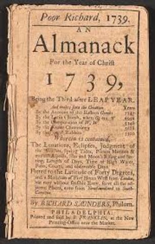 Benjamin Franklin published Poor Richard's Almanack